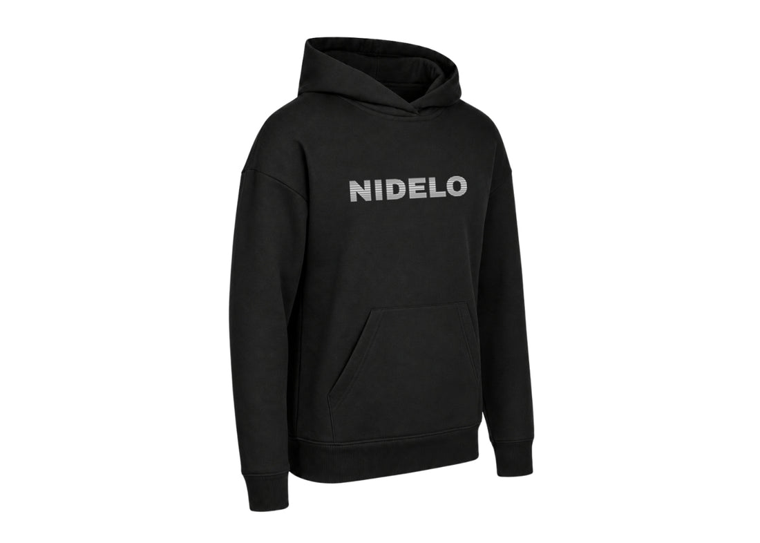 Sportovní mikina NIDELO Hoodie kids Stripe logo Core line černá